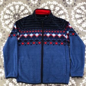 Uniqlo kids fleece full zip blue jacket size 11